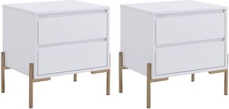 Pascal Morabito Pascal Morabito - Comodino con 2 cassetti mdf e Metallo Bianco laccato e Dorato - Lotto di 2 - korasa di