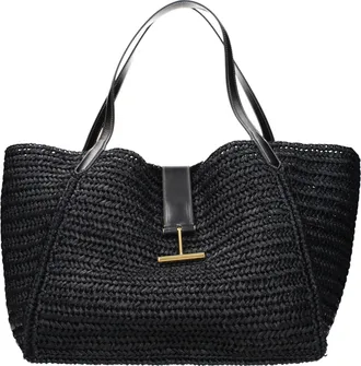 Tom Ford Black Raffia Shoulder Womens Bag