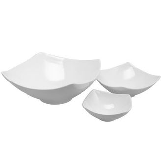 Gibson Home Gracious Dining 3-Piece Stoneware Square Bowl Set in White at Nordstrom