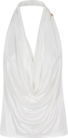 Elisabetta Franchi Tops, Dames, Beige, L, Glanzende Viscose Jersey Top
