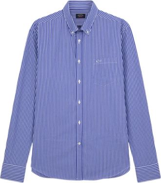 Paul & Shark Gestreept katoenen overhemd - Heren - Casual Overhemden - Blauw - XL - Katoen - Overhemden