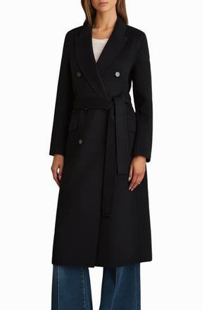 Reiss Maeve Belted Double Breasted Wool Blend Coat in Navy at Nordstrom Rack, Size 4 Us / 8 Uk