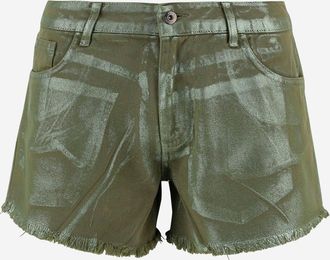 DON'T @ ME Cotton Shorts With Fringed Hem