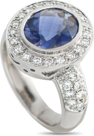 Luxury Bazaar 18K White Gold 0.80ct Diamond and Iolite Ring MF24-050426