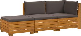 vidaXL 3 Uds. Conjunto De Sof&aacute;s De Exterior Madera De Acacia S&oacute;lida Vidaxl