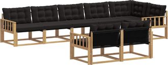 vidaXL Conjunto De Sof&aacute;s De Exterior 8 Uds. Blanco Y Negro Vidaxl