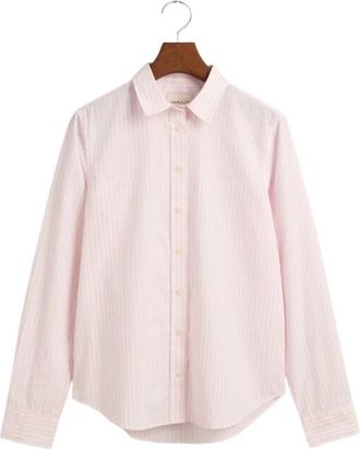 GANT Regular Fit gestreept poplin overhemd - Dames - Overhemden - Roze - M - Katoen - Overhemden