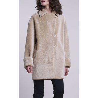 Blue Duck Genuine Shearling Coat in Beige at Nordstrom, Size X-Small