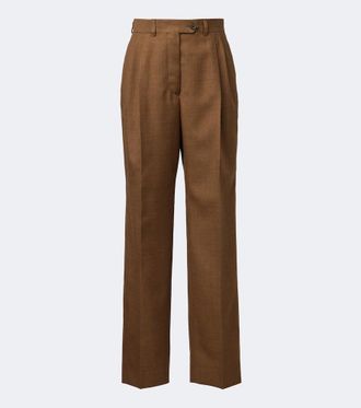 Prada Pantalones rectos de lana virgen plisados
