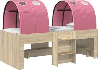 vidaXL Cama Con T&uacute;nel 3 Uds. Roble Sonoma Y Rosa Madera De Ingenier&iacute;a Vidaxl