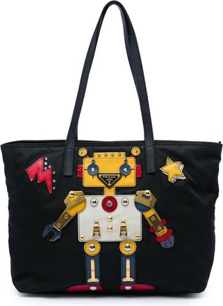 Prada Pre-owned Prada Saffiano Trimmed Tessuto Robot Tote Ladies B3MDWYL104H8IFP9