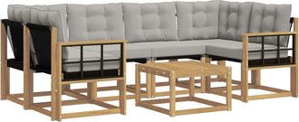 vidaXL Conjunto De Sof&aacute;s De Exterior 7 Uds. Blanco Y Gris Claro Vidaxl
