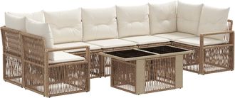vidaXL Conjunto De Sof&aacute;s De Jard&iacute;n 8 Uds. Beige Y Blanco Crema Vidaxl