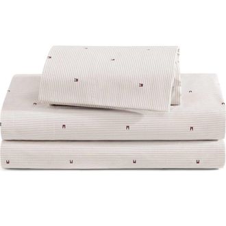 Tommy Hilfiger Ithaca Flag Stripe Cotton Percale Sheet Set in Dusty Beige at Nordstrom, Size Twin X-Long