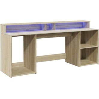 vidaXL Escritorio Con Led Madera Ingenier&iacute;a Roble Sonoma 200x55x91 Cm Vidaxl