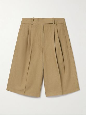 Proenza Schouler Shorts In Twill Di Misto Cotone E Lino Con Pinces Jenny - Neutri