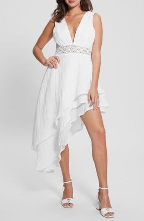 Guess Danny Asymmetric Hem Dress in Pure White at Nordstrom, Size Medium