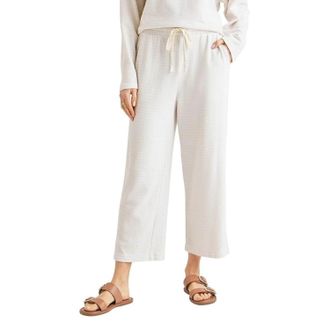 Splendid Bisous Pants Women White Cotton Blend Drawstring Cropped FROG609