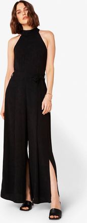 Apricot High Neck Split Leg Jumpsuit In Black