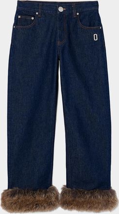 Marc Jacobs Faux-Fur-Trimmed Crop Jeans