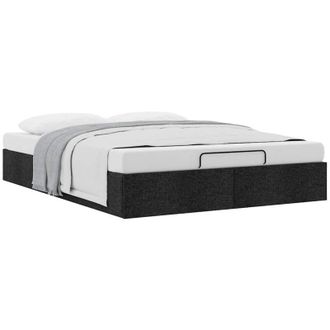 vidaXL Estructura Cama Otomana Sin Colch&oacute;n Tela Negra 140x190 Cm Vidaxl