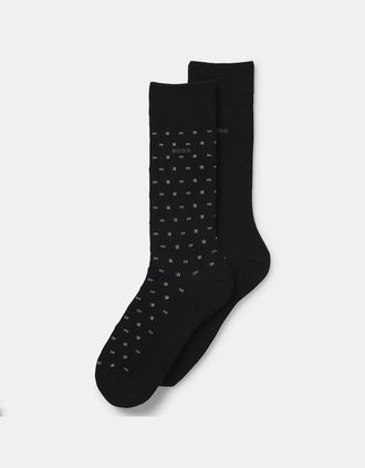 HUGO BOSS Mens 2 Pack of Regular Length Socks - Black - Size: 6/5.5/7/6.5/7.5/8