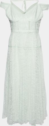 Self Portrait Mint Green Lace Off Shoulder Midi Dress