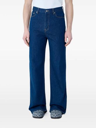 Gucci High waist jeans met wijde pijpen - Blauw