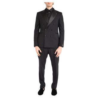 Tagliatore Double Breasted Suits, male, Black, Size: 2XL Double-breasted Suit