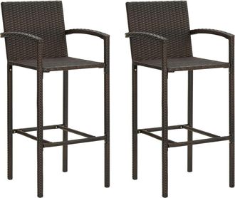 vidaXL Taburetes De Cocina 2 Unidades Rat&aacute;n Sint&eacute;tico Marr&oacute;n Vidaxl