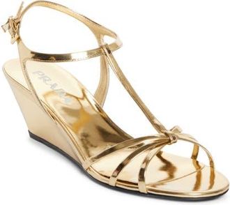 Prada Cage Wedge Sandal in Platino at Nordstrom, Size 10.5Us