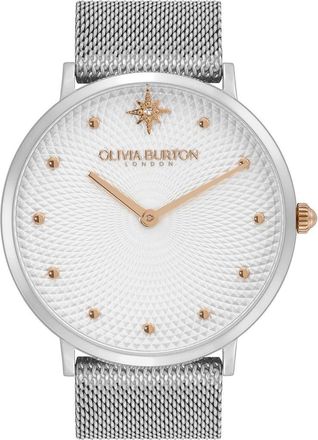 Olivia Burton Celestial Mesh Strap Watch, 40mm in Silver at Nordstrom Rack