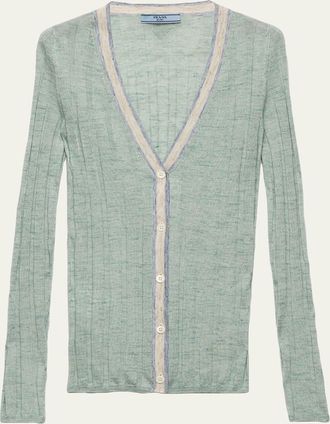 Prada Ribbed Cashmere Silk Cardigan