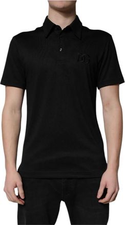 Dolce & Gabbana Zwarte DG Logo Polo T-shirt in zwart - Heren - Polos - Zwart - XS - Polyester - Tops
