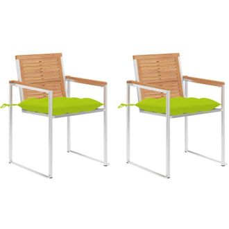 vidaXL Vidaxl - Sillas De Jard&iacute;n Con Cojines 2 Uds Madera Maciza Teca Y Acero