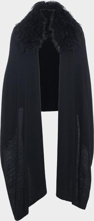 Gorski Wool-Blend Stole with Select Mongolian Lamb Trim