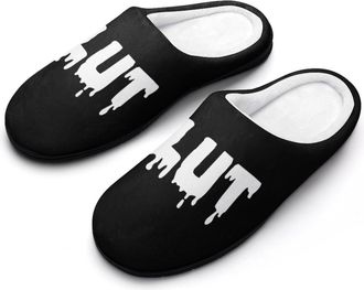 Generic Slut Dripping Mens House Slippers Memory Foam Washable Cotton Slip on Home Shoes