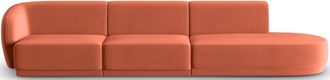 CXL by Christian Lacroix 4-Sitzer Designer Sofa Lionel mit Ottomane - Samtbezug Coral