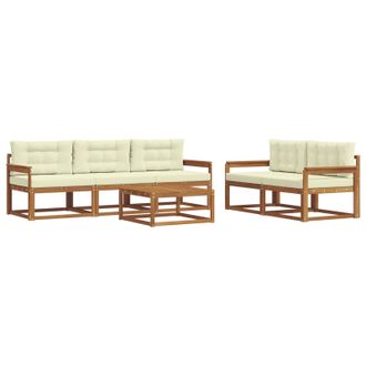 vidaXL Conjunto De Sof&aacute;s De Exterior Con Coj&iacute;n 6 Pcs Natural Y Crema Vidaxl
