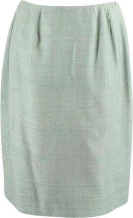 Valentino Garavani Valentino Couture Green Slubbed Silk Blend Skirt Size S