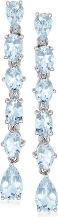 Ross-Simons Aquamarine Linear Drop Earrings in Sterling Silver