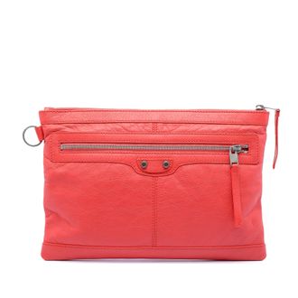 Balenciaga Tweedehands Lamsleer Motocross Classic Clip M Clutch