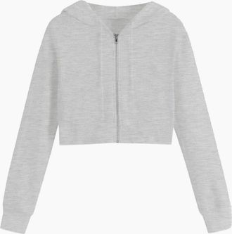 Miso Womens Cropped Hoodie - Grey - Size: 14