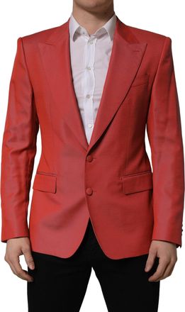 Dolce & Gabbana Red Wool Single Breasted Men Blazer Jacket Virgin Polyester Clothing