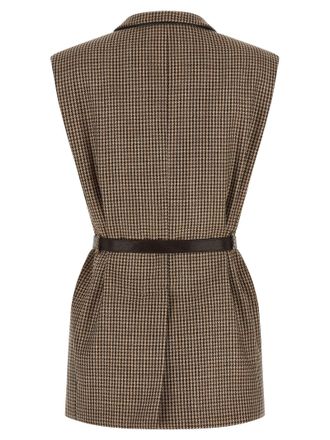 Brunello Cucinelli Womens Beige Virgin Wool Sleeveless Jacket Clothing