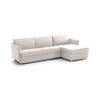 Dmora Sof&aacute; Cama Con Chaiselongue Sumirago, Desenfundable, Con Almacenaje Made In Italy, Hidr&oacute;fugo Convertible En Cama, 260x160 Cm Beige