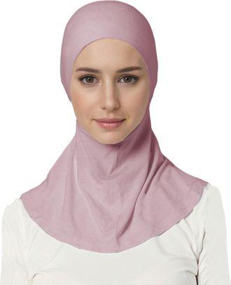 Lina & Lily Jersey Tie Back Hijab Underscarf with Neck Cover Full Coverage for Muslim Women (Dusty Rose)