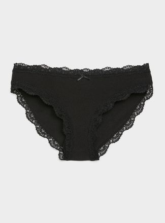 Miiyu Womens Scalloped lace-trim bikini panty Organic cotton