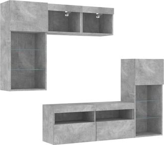 vidaXL Vidaxl - 5 Piece tv Wall Units with led Concrete Grey Engineered Wood
