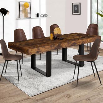 IDMarket Idmarket - Mesa De Comedor Extensible Phoenix 4-8 Personas Madera Envejecida Y Negra 160-200 Cm